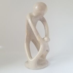 Vintage African Soapstone Carving of Parent and Child